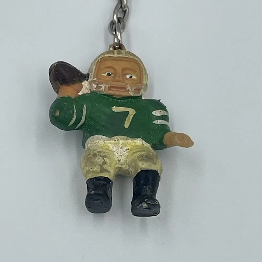 QB Football Player FOB Keychain HONG KONG Green‎ (Packers?) Vintage No. 7